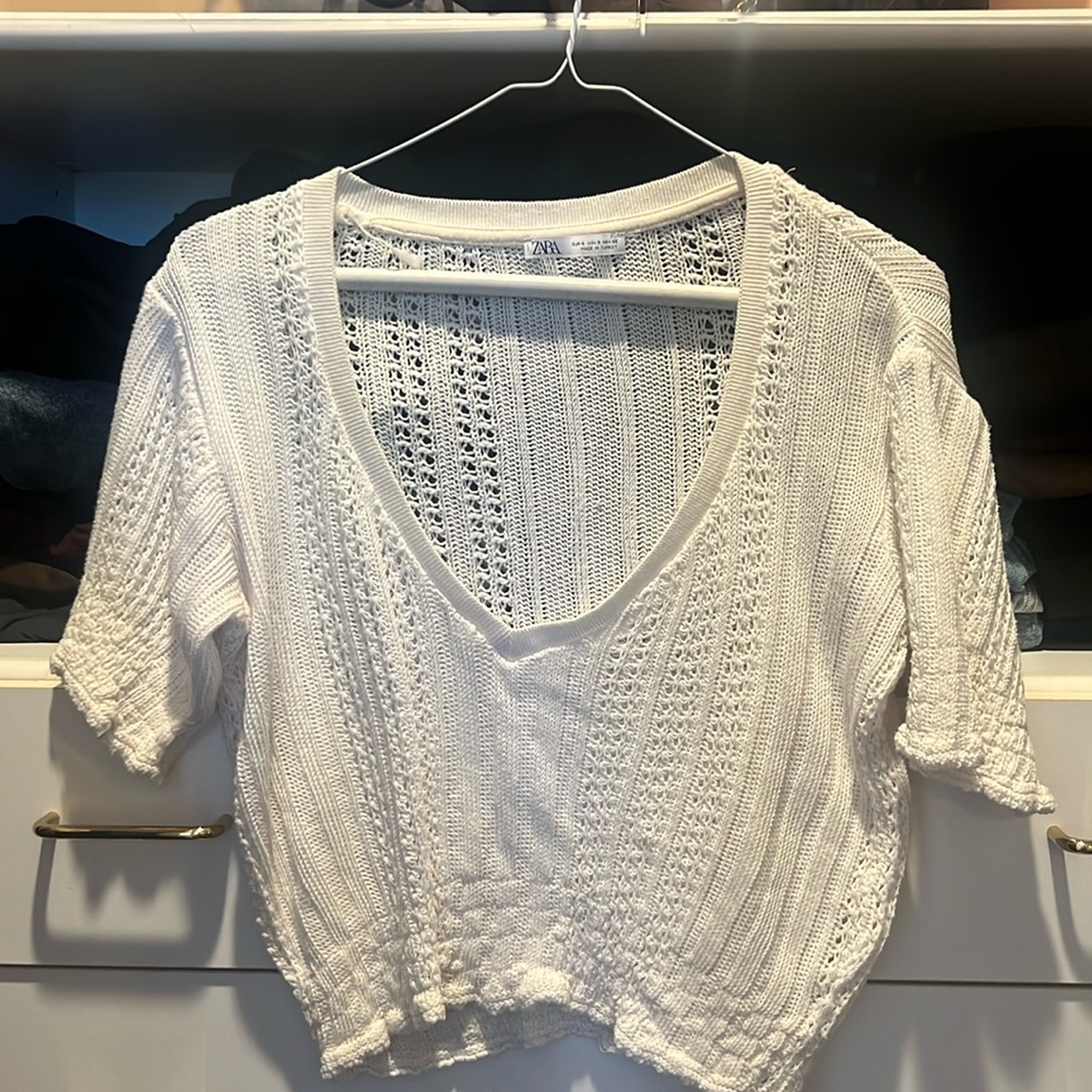 Zara knit cream croptop
